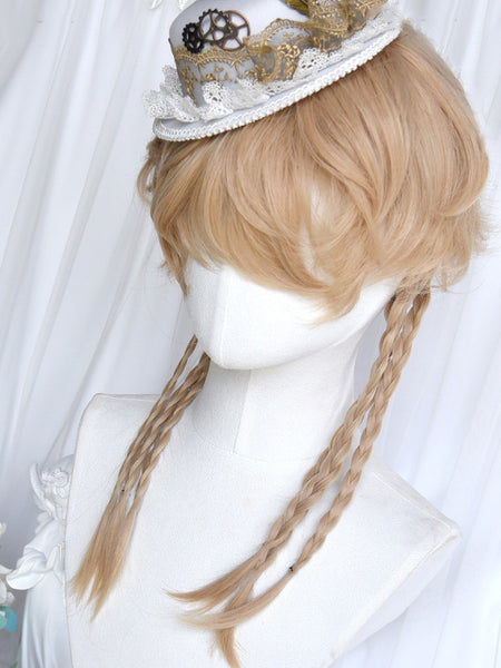 Harajuku Fashion Lolita Wigs Light Gold Short Heat-resistant Fiber Lolita Accessories