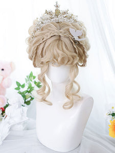 Harajuku Fashion Lolita Wigs Long Heat-resistant Fiber Light Gold Lolita Accessories