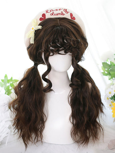 Harajuku Fashion Lolita Wigs Long Heat-resistant Fiber Light Gold Lolita Accessories