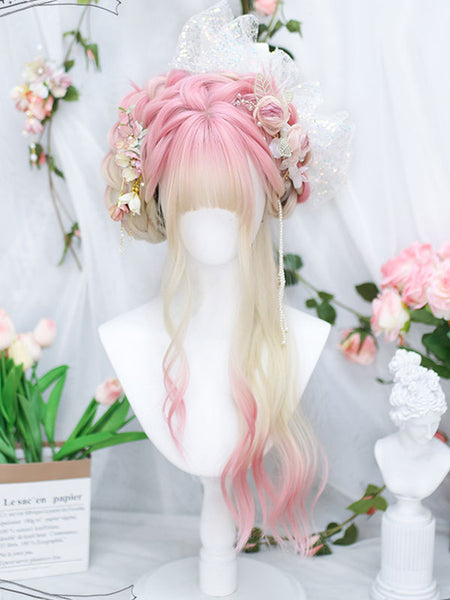 Harajuku Fashion Lolita Wigs Long Heat-resistant Fiber Pink Lolita Accessories