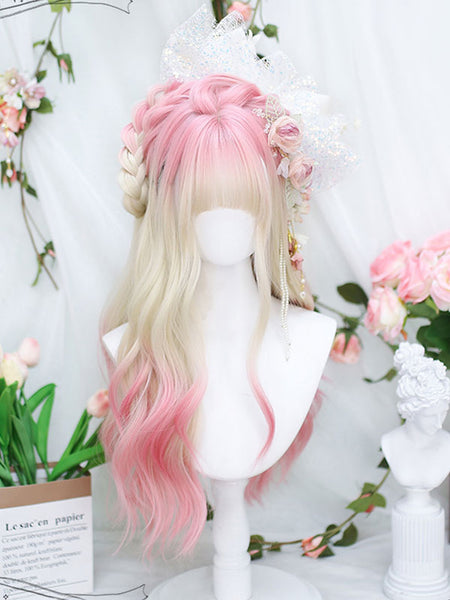 Harajuku Fashion Lolita Wigs Long Heat-resistant Fiber Pink Lolita Accessories
