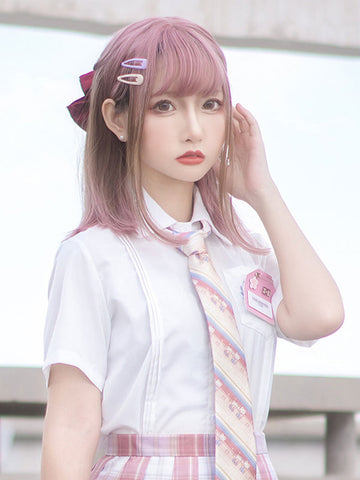 Harajuku Fashion Lolita Wigs Short Heat-resistant Fiber Light Pink Lolita Accessories