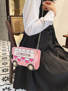 Hearts Pattern Lolita Handbag Pink Cross-body Bag PU Leather Lolita Accessories