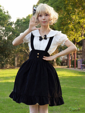 Idol clothes Lolita SK Angel Beats Floral Print Black Ruffles Lolita Skirts