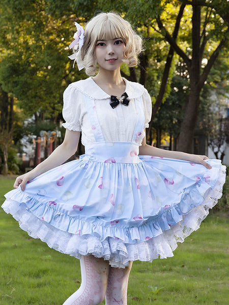 Idol clothes Lolita SK Cardcaptor Sakura   Ruffles As Image Floral Print Lolita Skirts