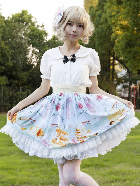 Idol clothes Lolita SK Ruffles As Image Floral Print Lolita Skirts