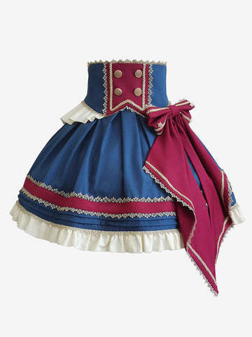 Idol clothes Lolita Skirt Deep Blue Bows Grommets Lolita Skirts