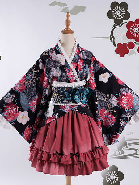 Kimono Lolita Accessories Light Green Bows Floral Print Polyester Miscellaneous