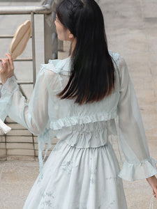 Kimono Lolita Blouses Long Sleeves Pastel Green Lolita Top Lolita Shirt