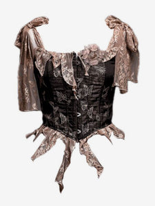 Lolita Corset For Women Black Ruffles Butterfly Pattern Polyester
