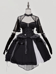 Lolita Corset For Women Black Ruffles Polyester