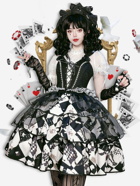 Lolita Corset For Women Black Ruffles Polyester