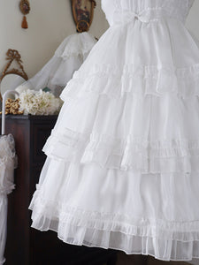 Lolita Dresses Tea Party Style Lolita Skirt Lace Sleeveless Polyester Sweet White