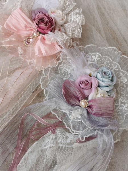 Lolita Wedding Dress Lolita Accessories Light Sky Blue Lace Flowers Lace Headwear Miscellaneous