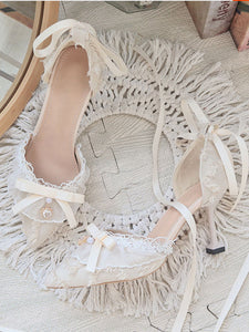 Lolita Wedding Dress Lolita Footwear Black Ruffles Bows Stiletto Heel Lolita Shoes