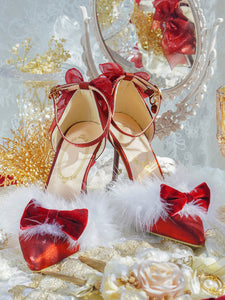Lolita Wedding Dress Lolita Footwear Red Bows Stiletto Heel Lolita Pumps