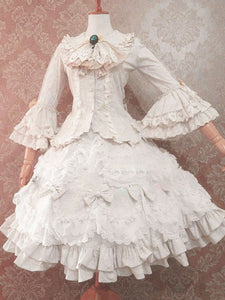 Lolita Wedding Dress Lolita SK Ecru White Lace Bows Lolita Skirts