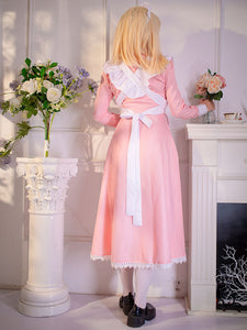 Maid Lolita Dress Polyester Long Sleeves Ruffles Sweet Lolita Dress
