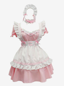 Maid Lolita Dress Polyester Short Sleeves Lolita Dress