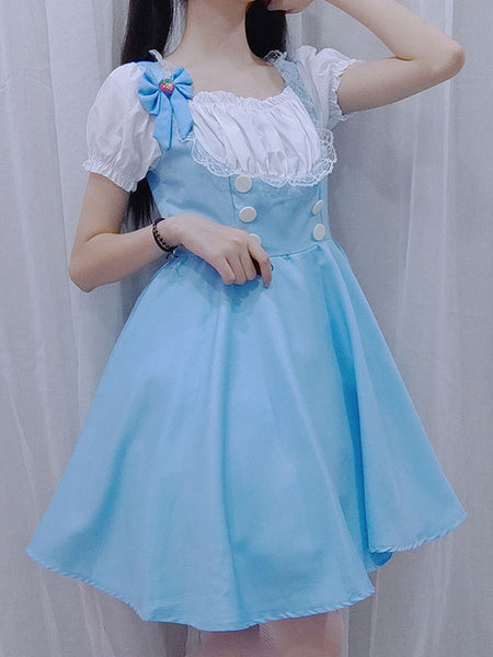 Maid Lolita Dress Polyester Short Sleeves Lolita Dress