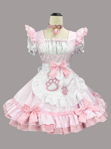Maid Lolita Dresses Ruffles Bows Lace Short Sleeves Lolita Dress
