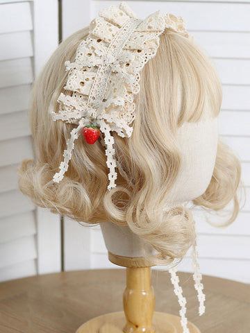 Pastoral Style Lolita Accessories Ecru White Ruffles Polyester Hat Miscellaneous