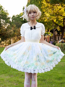 Pastoral Style Lolita Skirt Cardcaptor Sakura   Ruffles As Image Floral Print Lolita Skirts