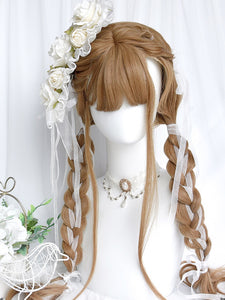 Pastoral Style Lolita Wig Long Heat-resistant Fiber Coffee Brown Lolita Accessories
