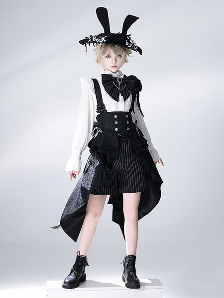 Pre-sell Gothic Lolita Bloomers Stripes Straight Black Lolita Pant