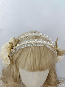 ROCOCO Style Lolita Accessories Cameo Pink Flowers Pearls Polyester Fiber Headwear Miscellaneous