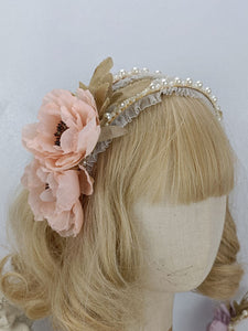 ROCOCO Style Lolita Accessories Cameo Pink Flowers Pearls Polyester Fiber Headwear Miscellaneous