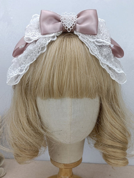 ROCOCO Style Lolita Accessories Cameo Pink Lace Bows Headwear Miscellaneous
