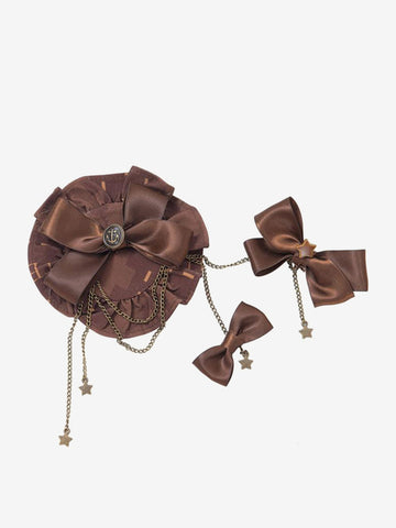 ROCOCO Style Lolita Accessories Coffee Brown Chains Bow Headwear Miscellaneous