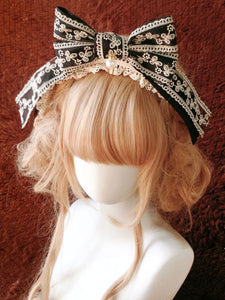 ROCOCO Style Lolita Accessories Ecru White Bows Pearls Headwear Polyester Fiber Miscellaneous