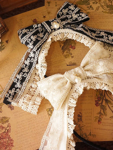 ROCOCO Style Lolita Accessories Ecru White Bows Pearls Headwear Polyester Fiber Miscellaneous