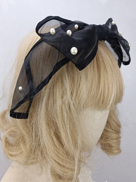 ROCOCO Style Lolita Accessories Ecru White Pearls Headwear Bow Miscellaneous