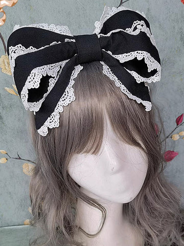 ROCOCO Style Lolita Accessories Infanta Black Lace Ruffles Headwear Polyester Miscellaneous