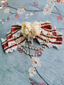 ROCOCO Style Lolita Accessories Infanta Burgundy Lace Polyester Bowknot Bow Miscellaneous
