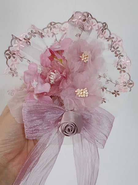 ROCOCO Style Lolita Accessories Pink Flowers Bows Polyester Headwear Miscellaneous