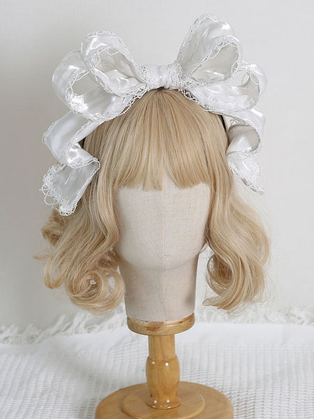 ROCOCO Style Lolita Accessories Pink Lace Bows Headwear Polyester Fiber Miscellaneous