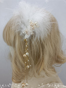 ROCOCO Style Lolita Accessories White Pearls Feathers Headwear Miscellaneous