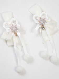 ROCOCO Style Lolita Accessories White Pom Poms Bows Headwear Miscellaneous
