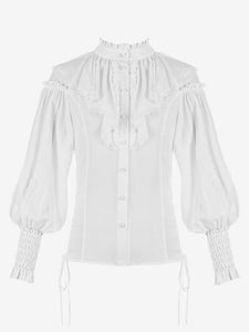 ROCOCO Style Lolita Blouses Ruffles Long Sleeves Blouse Lolita Top White Lolita Shirt