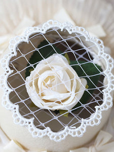 ROCOCO Style Lolita Hat Ecru White Rose Ruffles Accessory Lolita Accessories
