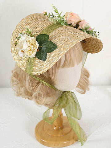 ROCOCO Style Lolita Hat Light Brown Flowers Accessory Lolita Accessories