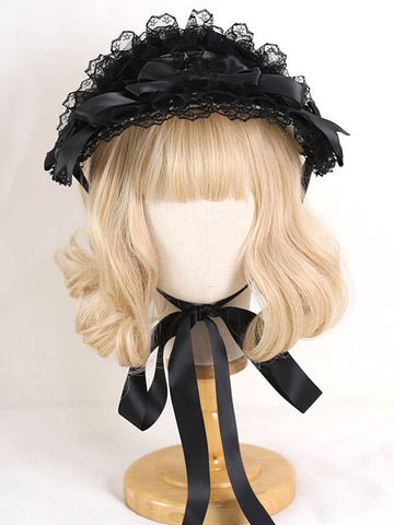 ROCOCO Style Lolita Hat Purple Lace Ruffles Bows Accessory Polyester Lolita Accessories