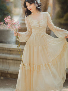 ROCOCO Style Lolita OP Dress Beige Lace Ruffles Lolita Dresses