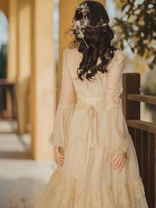 ROCOCO Style Lolita OP Dress Beige Lace Ruffles Lolita Dresses