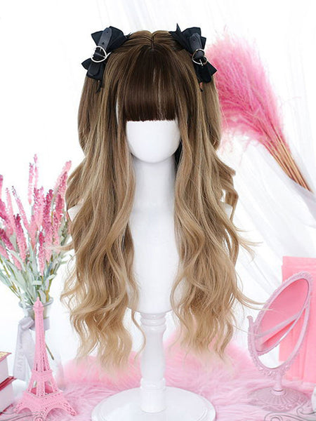 ROCOCO Style Lolita Wig Coffee Brown Long Heat-resistant Fiber Lolita Accessories