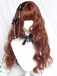 ROCOCO Style Lolita Wigs Coffee Brown Long Heat-resistant Fiber Lolita Accessories